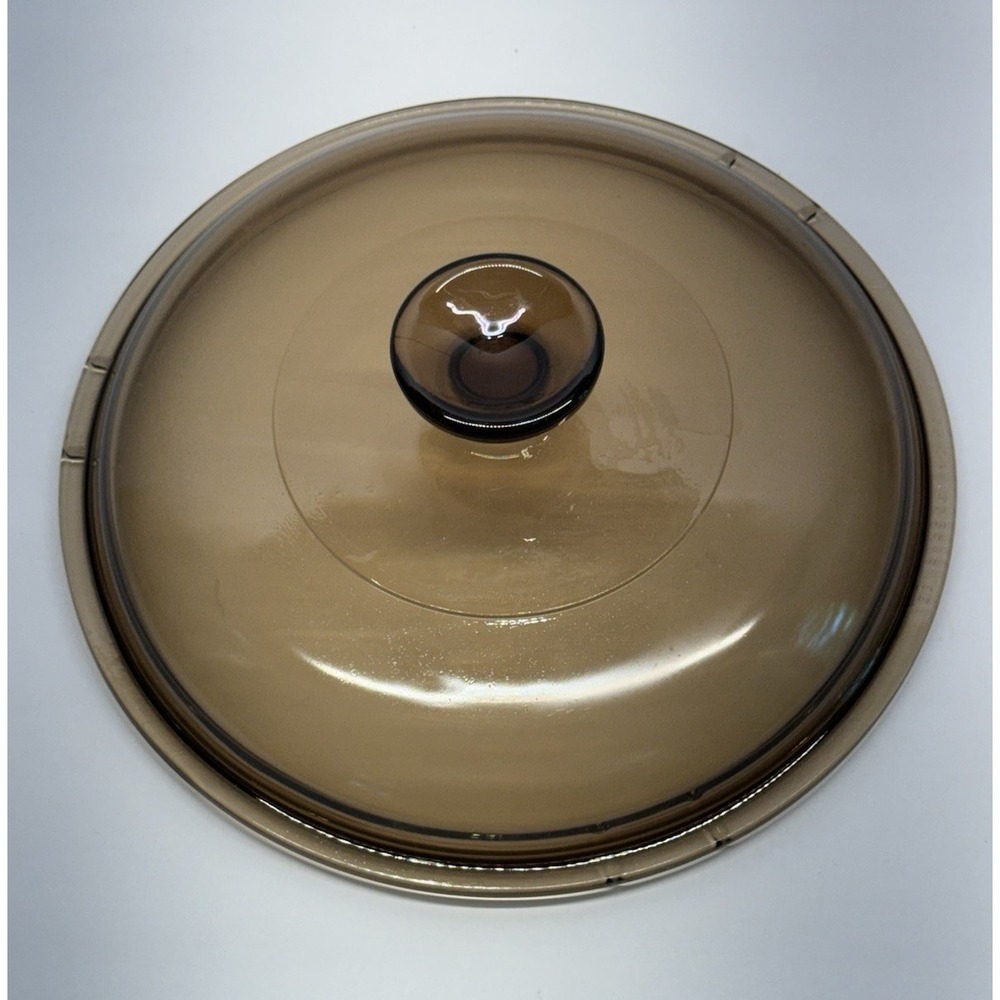 Brown Glass Round Casserole Lid with Knob Handle, Solid Color